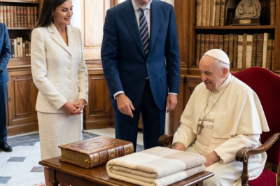 El Rey Felipe, la Reina Letizia y el Papa León XIV se encierran en la biblioteca privada. Letizia ejerce su “privilegio blanco”. ¿Qué oscuro pacto sellaron lejos de nosotros? -(hn)